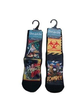 Good Luck Socks B-Movie Zombies Horror 2 Pair Adult  Size 5-9